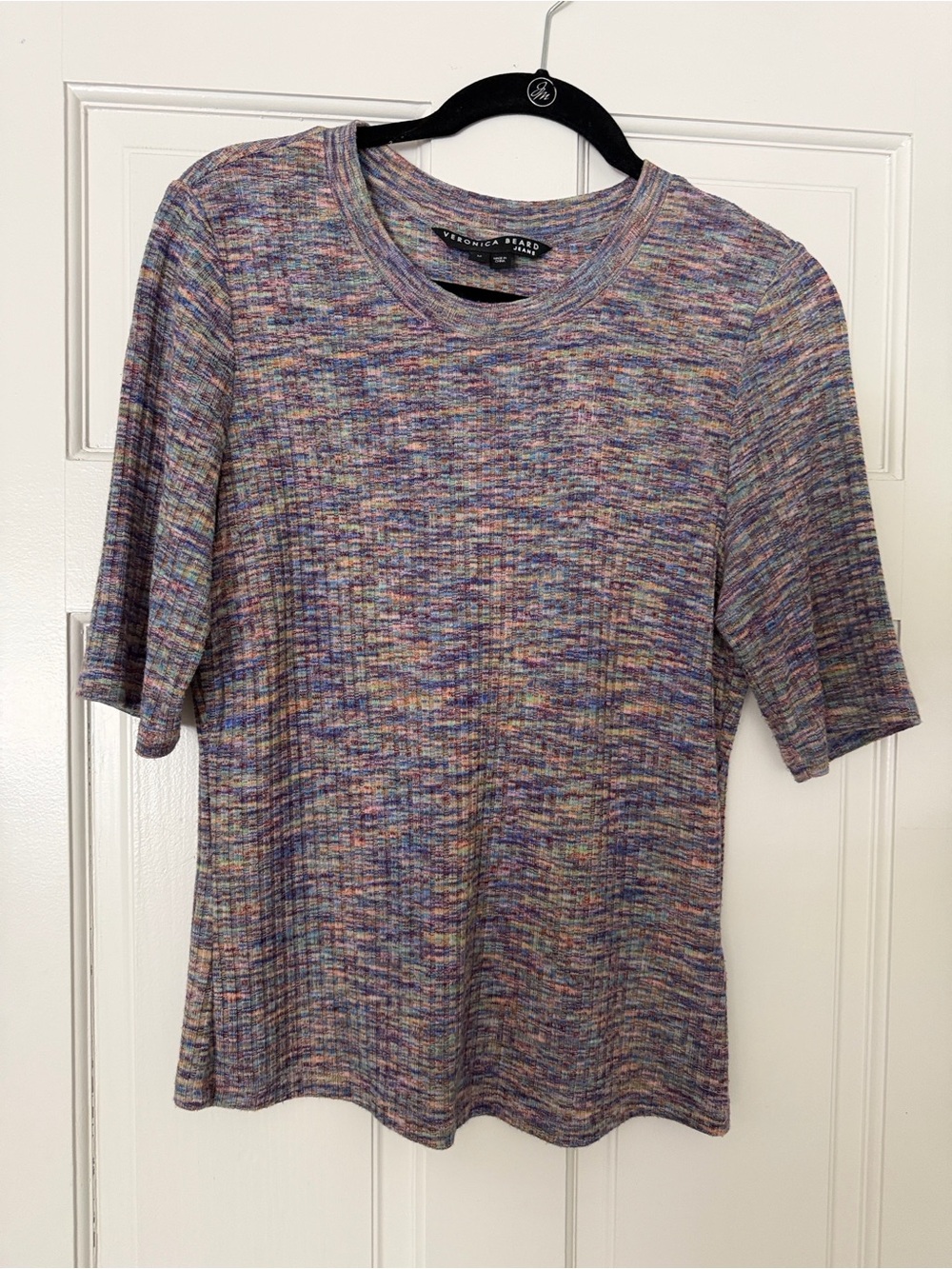 Veronica Beard Heathered Lavender Multicolor Short Sleeve Top